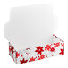 A white box with red poinsettia flowers on it with a white lid.