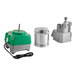 An AvaMix Revolution stainless steel food processor with a green and grey machine.