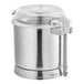A stainless steel AvaMix food container with a clear lid.