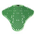 A green rubber WizKid urinal screen with many spikes.