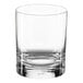 A Della Luce Origins double old fashioned glass with a clear glass and white rim.