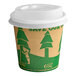 A EcoChoice Kraft paper hot cup with a tree print and the words "Save Our Planet" with a lid.