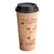 A brown Choice Cafe print paper hot cup with a black lid.