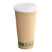 A brown EcoChoice paper hot cup with a white PLA lid.