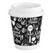 A Choice black and white paper hot cup with coffee and food symbols and white text.