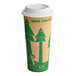 An EcoChoice paper hot cup with a tree print and the words "Save Our Earth" with a lid.