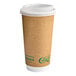 An EcoChoice paper hot cup with a PLA lid on it.