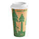 A brown EcoChoice paper hot cup with a green tree print.