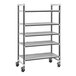 A Cambro Camshelving® Elements XTRA mobile unit with 5 vented shelves and wheels.