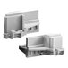 Two white plastic brackets for Cambro Camshelving® Elements.