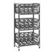 A grey metal Cambro Camshelving® Elements rack with several trays on it.
