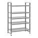 A white metal Cambro Camshelving Elements starter unit with shelves.