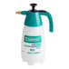 A white and blue Chapin handheld sprayer with a green handle.