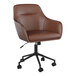 A Martha Stewart brown faux leather office chair with black base and wheels.