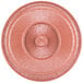 A close-up of a pink, circular HS Inc. Tortilla Server lid.