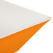 A white rectangular melamine bowl with orange and white sunset design on the inside.