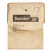 A brown Sanitaire 4 quart paper vacuum bag package with black text on a white background.