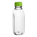 A clear Square Milkman PET juice bottle with a lime green lid.