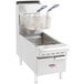 An APW Wyott natural gas countertop fryer with two baskets.