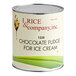 A white #10 can of I. Rice Chocolate Fudge hard serve ice cream base. The label is red with a picture of a bowl of chocolate ice cream.