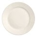 An Acopa ivory stoneware plate with a wide white rim.