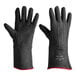 A pair of black Showa neoprene gloves with red trim.