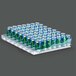 A white plastic tray holding green and blue Trueflex bottle organizers.