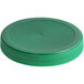 A 110/400 green plastic lid with a flat top and induction liner.