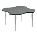A black and gray Correll activity table with silver legs.