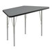 A black rectangular Correll activity table with silver legs and black trim.