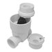 A white plastic RectorSeal Clean Check backwater valve with a black handle.