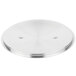 A silver circular Vollrath Miramar lid with two holes in it.