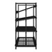 A black metal Wanzl beer shelving unit with three shelves.