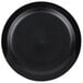 A black Cambro polycarbonate plate with a black rim.