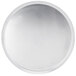 An American Metalcraft heavy weight aluminum pizza pan with a close-up of a round silver plate.