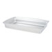 A Vollrath Miramar stainless steel rectangular food pan with a lid.