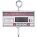 A Cardinal Detecto digital hanging scale with red text.