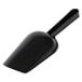 A black plastic scoop with a handle.