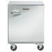 A Traulsen stainless steel undercounter freezer with a right hinged door and a handle.