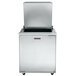 A Traulsen stainless steel refrigerated sandwich prep table with the left door open.