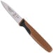 A Mercer Culinary Millennia Colors paring knife with a brown handle.