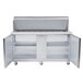 A white rectangular stainless steel Traulsen refrigerated cart with two shelves and two doors.