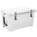 A white Grizzly cooler with black handles.