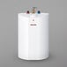 A white rectangular Stiebel Eltron mini tank water heater with a red button.