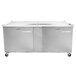 A Traulsen stainless steel refrigerated sandwich prep table with two left hinged doors.