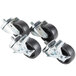A set of four Traulsen swivel casters with black rubber wheels and metal nuts.