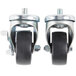 A pair of Traulsen stem casters with black rubber wheels and nuts.