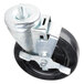 A set of four black and metal swivel casters for Traulsen refrigerators and freezers.
