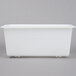 A white rectangular container with a lid and wheels.
