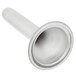 A silver metal pipe with a white background.